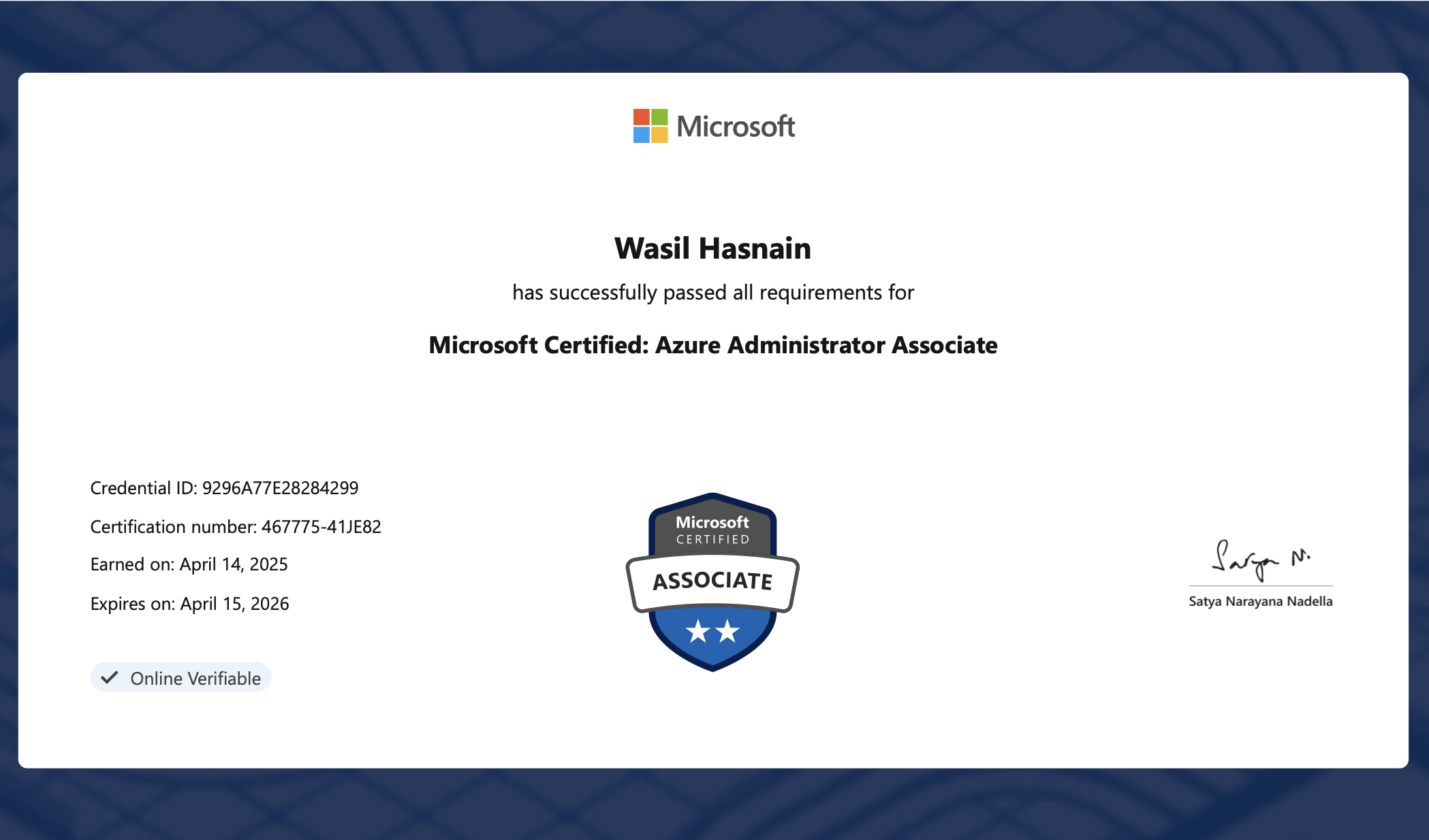 Azure AZ-104 Certificate